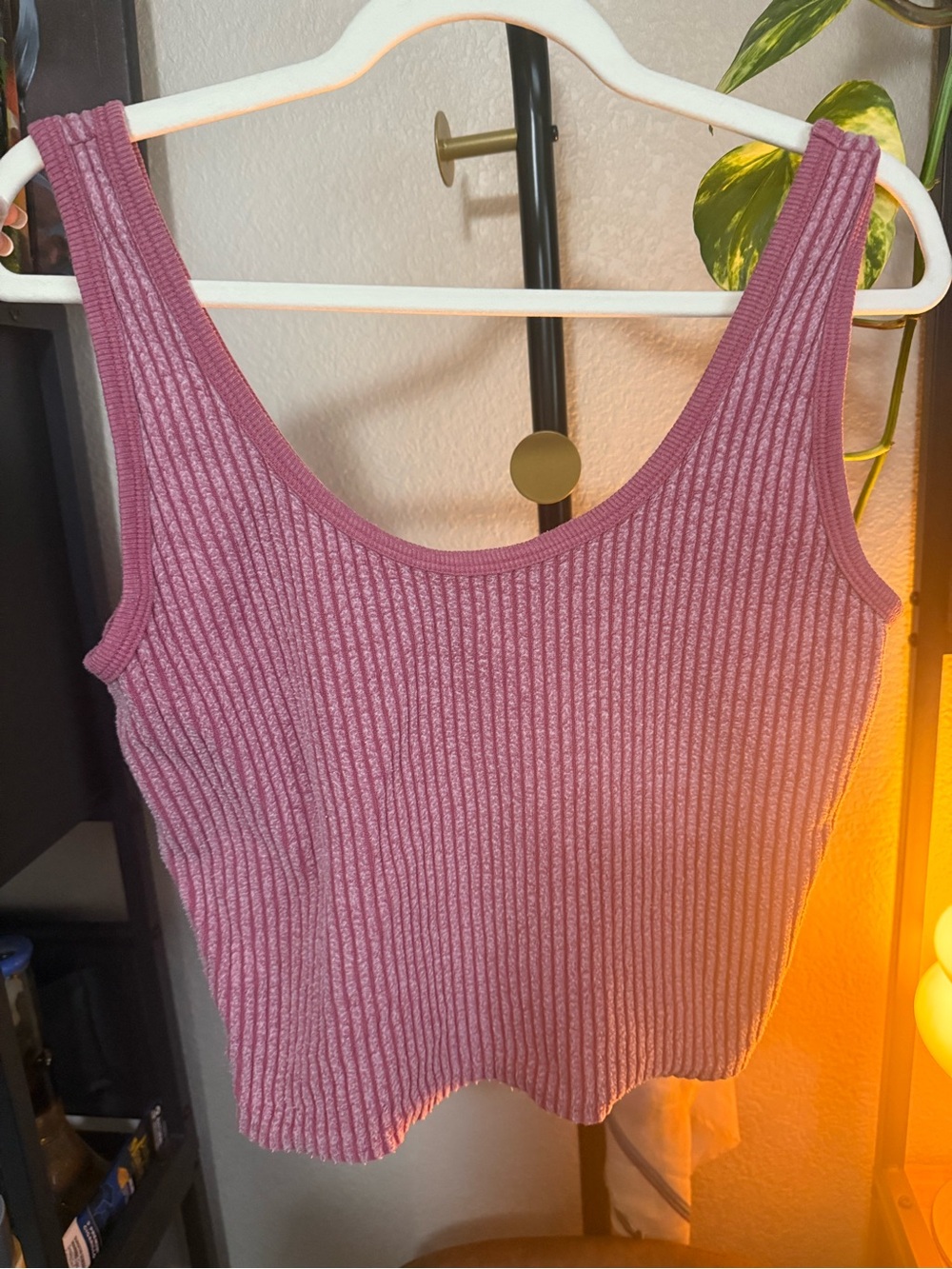 Wildfox Mauve Ribbed Scoop Tank